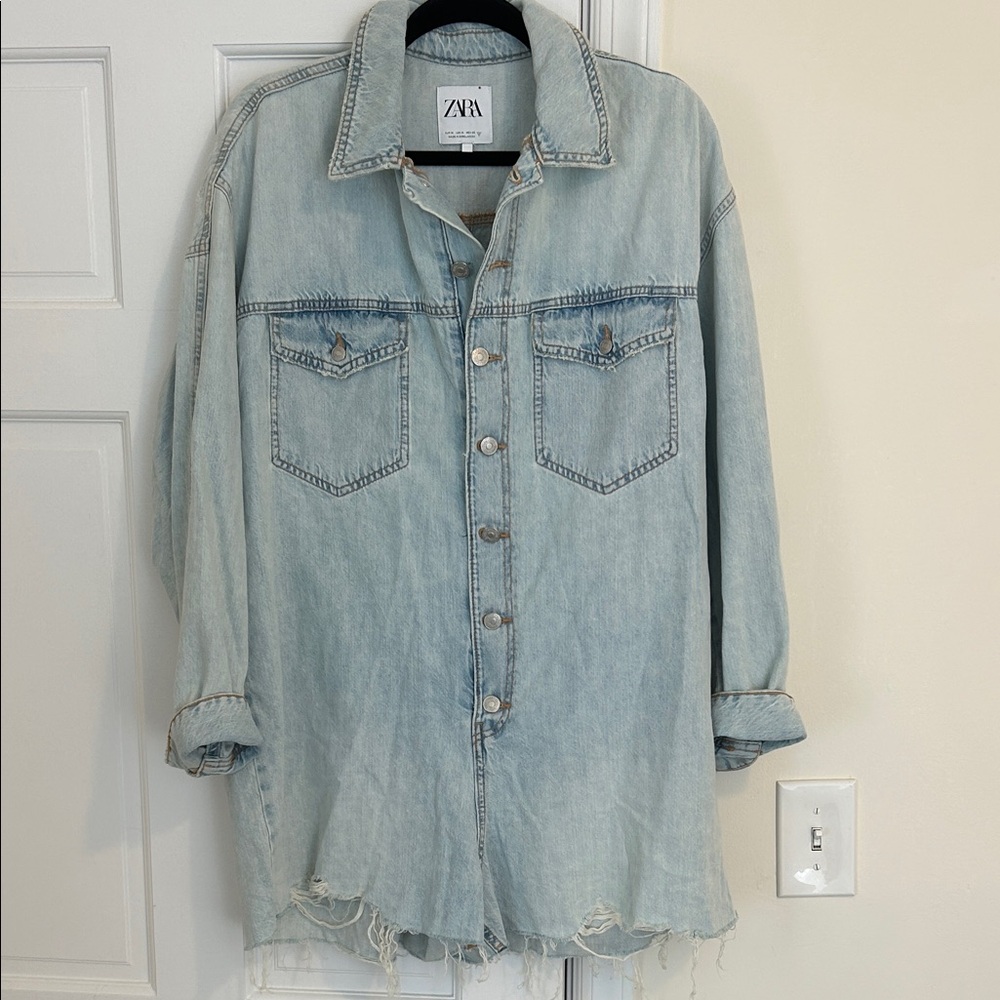 Zara Faded Blue Denim Romper